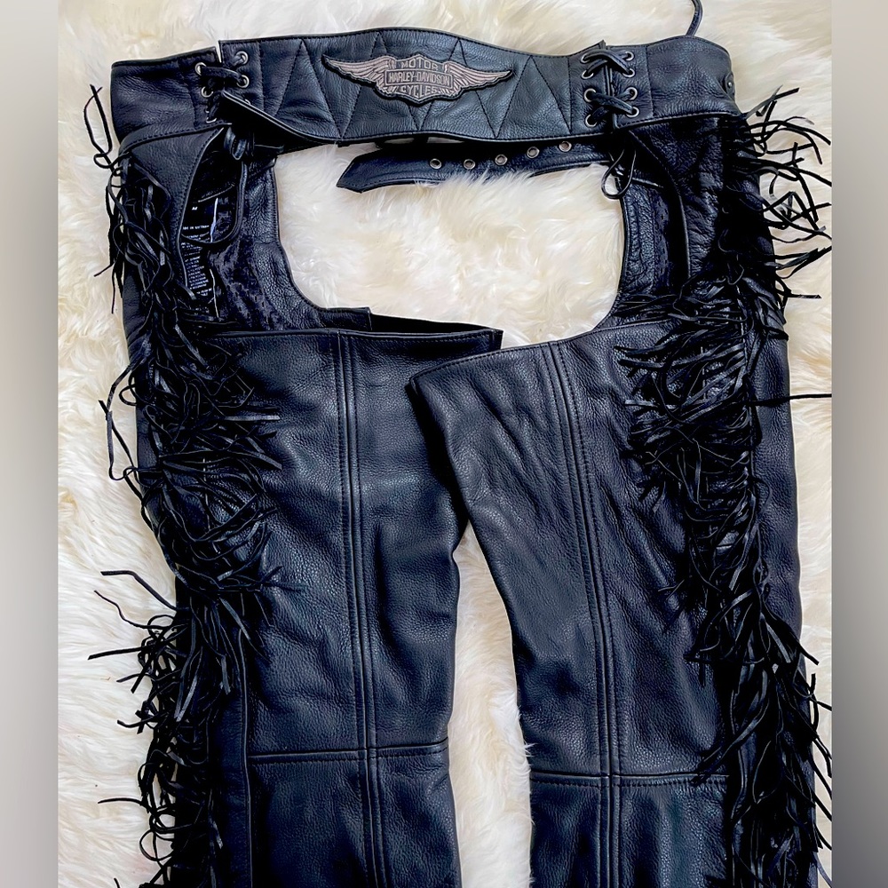 Harley Davidson ‘Boone’ Black Leather Chaps Size M